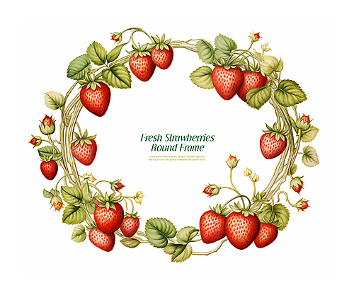 PSD 식물 잎 과일 일러스트 딸기 프레임 사람없음 빈티지 감성 국내일러스트 컨셉 파일형식