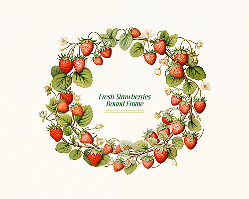 PSD 식물 잎 과일 일러스트 딸기 프레임 사람없음 빈티지 감성 딸기꽃 국내일러스트 꽃 컨셉 파일형식