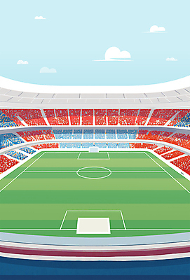 PSD 구름 스포츠 백그라운드 일러스트 하늘 풍경 사람없음 축구 스타디움 경기장 축구장 골대 객석 국내일러스트 자연요소 스포츠시설 구기 파일형식