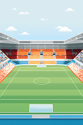 PSD 구름 스포츠 백그라운드 일러스트 하늘 풍경 사람없음 맑음 축구 스타디움 경기장 축구장 골대 객석 국내일러스트 자연요소 스포츠시설 날씨 구기 파일형식