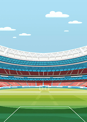 PSD 구름 스포츠 백그라운드 일러스트 하늘 풍경 사람없음 축구 스타디움 경기장 축구장 골대 객석 국내일러스트 자연요소 스포츠시설 구기 파일형식