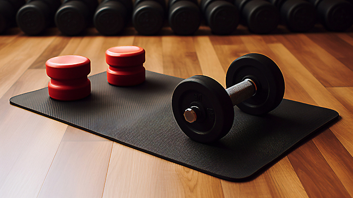 JPG 편집이미지 다이어트 건강 사람없음 운동 헬스 아령 매트 디지털합성 오브젝트 근력 자기관리 편집실사 AI포토 AI콘텐츠 CG 파일형식