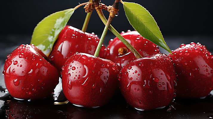 PSD 편집이미지 백그라운드 잎 사람없음 빨간색 물방울 신선 체리 수분 이미지편집 식물 컬러 과일 파일형식