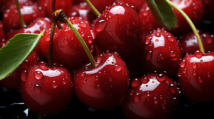 PSD 편집이미지 백그라운드 잎 사람없음 빨간색 물방울 신선 체리 수분 이미지편집 식물 컬러 과일 파일형식