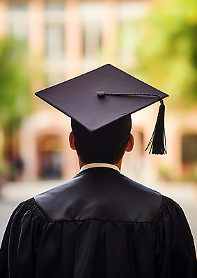 JPG 편집이미지 남자 학사모 졸업 학교 졸업식 졸업생 한명 상반신 성인 뒷모습 졸업가운 수료 성인남자한명만 편집실사 AI인물포토 AI콘텐츠 모자_잡화 1 교육 뷰포인트 사람 가운 CG 남자한명만 성인남자만 파일형식 AI포토