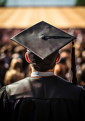 JPG 편집이미지 남자 학사모 졸업 학교 졸업식 졸업생 한명 상반신 성인 뒷모습 졸업가운 수료 성인남자한명만 편집실사 AI인물포토 AI콘텐츠 모자_잡화 1 교육 뷰포인트 사람 가운 CG 남자한명만 성인남자만 파일형식 AI포토