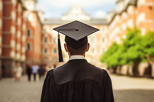 JPG 편집이미지 남자 학사모 졸업 학교 졸업식 졸업생 한명 상반신 성인 뒷모습 졸업가운 수료 성인남자한명만 편집실사 AI인물포토 AI콘텐츠 모자_잡화 1 교육 뷰포인트 사람 가운 CG 남자한명만 성인남자만 파일형식 AI포토