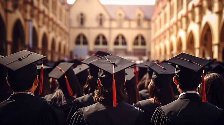 JPG 편집이미지 여자 남자 학사모 졸업 학교 졸업식 졸업생 여러명 상반신 성인 뒷모습 졸업가운 수료 성인만 편집실사 AI인물포토 AI콘텐츠 모자_잡화 교육 뷰포인트 다수 사람 가운 CG 파일형식 AI포토