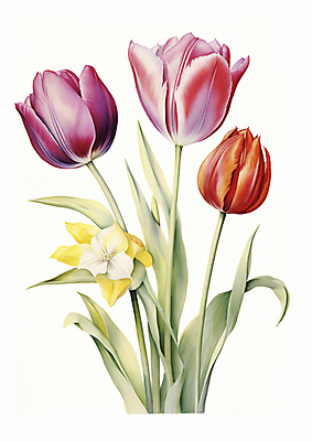 PSD 일러스트 자연 사람없음 튤립 풀 그림 세송이 국내일러스트 식물 꽃 3 생태계 파일형식