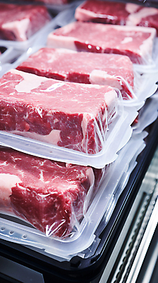 JPG 편집이미지 식재료 생고기 사람없음 소고기 신선 디지털합성 마트 숙성 진공포장 편집실사 AI포토 AI콘텐츠 포장 육류 상점 CG 진공 파일형식