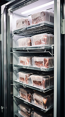 JPG 편집이미지 식재료 생고기 사람없음 소고기 신선 디지털합성 저장 마트 냉장고 숙성 진공포장 편집실사 AI포토 AI콘텐츠 포장 육류 상점 가전제품 CG 진공 파일형식