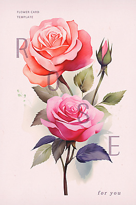 PSD 꽃 분홍색 일러스트 수채화 사람없음 장미 분위기 번짐 감성 국내일러스트 식물 컬러 컨셉 파일형식 효과