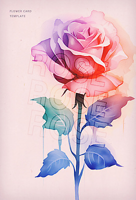 PSD 꽃 분홍색 일러스트 수채화 사람없음 장미 분위기 번짐 감성 국내일러스트 식물 컬러 컨셉 파일형식 효과
