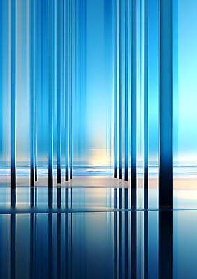 JPG 편집이미지 바다 백그라운드 풍경 사람없음 파란색 줄무늬 공간 기둥 디지털합성 편집소스 이미지편집 편집실사 AI컴퓨터그래픽 AI콘텐츠 건축 컬러 무늬 CG 파일형식