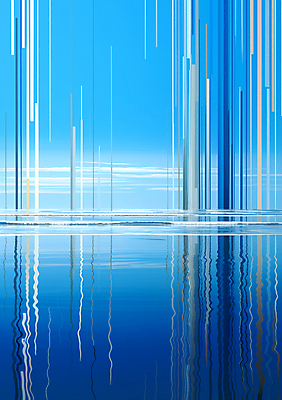 JPG 편집이미지 바다 백그라운드 풍경 사람없음 파란색 줄무늬 공간 기둥 디지털합성 편집소스 이미지편집 편집실사 AI컴퓨터그래픽 AI콘텐츠 건축 컬러 무늬 CG 파일형식