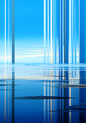 JPG 편집이미지 바다 백그라운드 풍경 사람없음 파란색 줄무늬 공간 기둥 디지털합성 편집소스 이미지편집 편집실사 AI컴퓨터그래픽 AI콘텐츠 건축 컬러 무늬 CG 파일형식