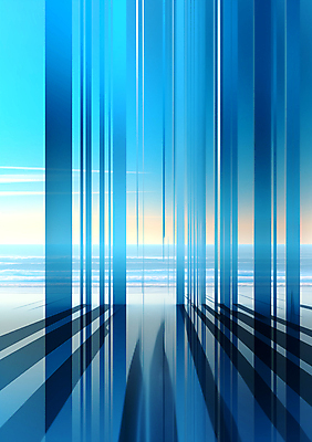 JPG 편집이미지 바다 백그라운드 풍경 사람없음 파란색 줄무늬 공간 기둥 디지털합성 편집소스 이미지편집 편집실사 AI컴퓨터그래픽 AI콘텐츠 건축 컬러 무늬 CG 파일형식