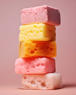 JPG 편집이미지 분홍색 백그라운드 근접촬영 사람없음 쌓기 청소도구 디지털합성 오브젝트 수세미 스펀지 파스텔톤 편집소스 편집실사 AI포토 AI콘텐츠 뷰포인트 컬러 모션 도구 청소 CG 파일형식