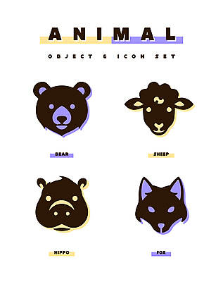 동물 아이콘 얼굴 스티커 곰 사람없음 양 심볼 오브젝트 심플 여우 하마 2D아이콘 AI파일 포유류 신체부위 파일형식 벡터