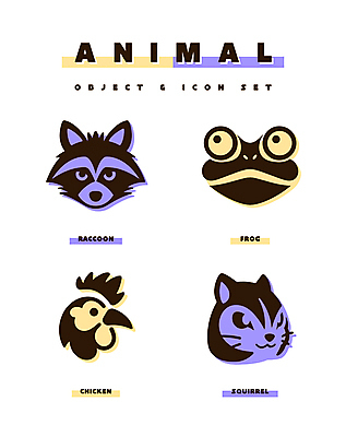 동물 아이콘 얼굴 스티커 개구리 사람없음 닭 심볼 오브젝트 다람쥐 심플 너구리 라쿤 2D아이콘 AI파일 포유류 조류 양서류 신체부위 설치류 파일형식 벡터