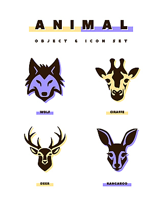 동물 아이콘 얼굴 스티커 사슴 사람없음 기린 심볼 오브젝트 심플 캥거루 늑대 2D아이콘 AI파일 포유류 신체부위 파일형식 벡터