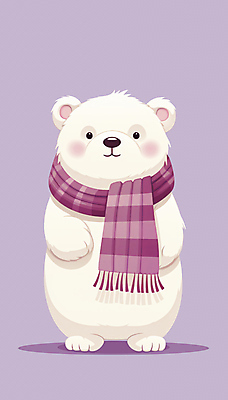 PSD 한마리 겨울 일러스트 사람없음 귀여움 보라색 목도리 포근함 곰캐릭터 그림 북극곰 백곰 국내일러스트 1 잡화 계절 컬러 동물캐릭터 컨셉 곰 감각 파일형식