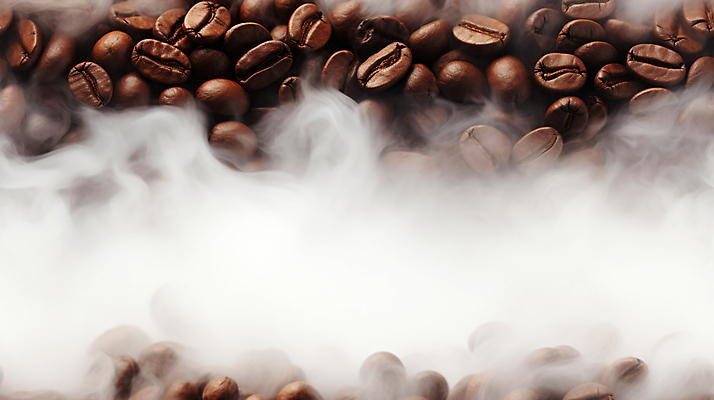 JPG 편집이미지 커피 백그라운드 사람없음 갈색 원두 흰색 연기 로스팅 편집실사 AI컴퓨터그래픽 AI콘텐츠 음료 컬러 CG 파일형식