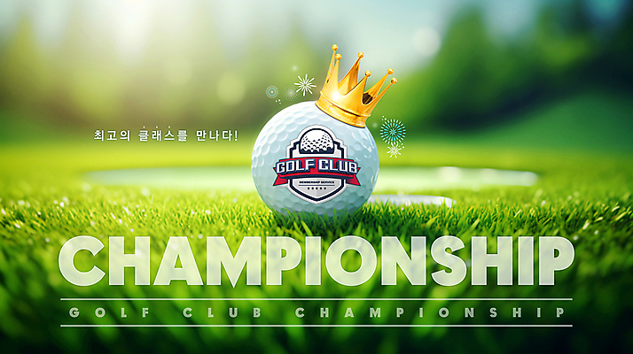 PSD 편집이미지 배너 골프 왕관 골프공 골프클럽 잔디 사람없음 우승 최고 대회 클래스 이미지편집 식물 공 골프용품 구기 파일형식