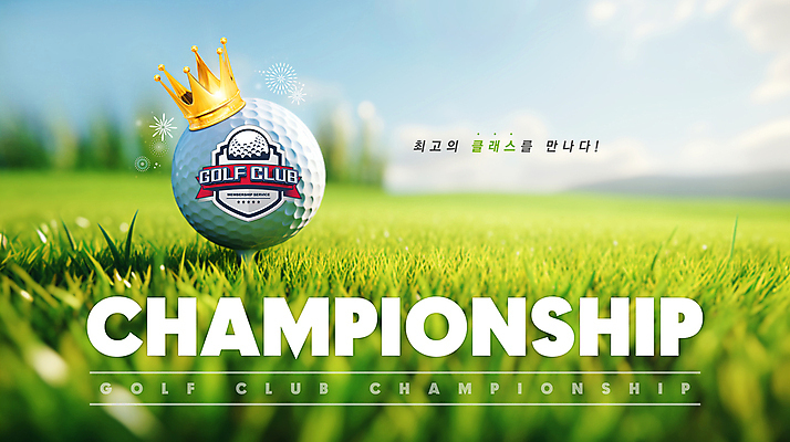 PSD 편집이미지 배너 골프 하늘 왕관 골프공 골프클럽 잔디 사람없음 우승 최고 대회 클래스 이미지편집 식물 공 골프용품 구기 파일형식