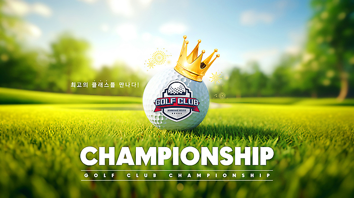 PSD 편집이미지 배너 골프 하늘 왕관 골프공 골프클럽 잔디 사람없음 우승 최고 대회 클래스 이미지편집 식물 공 골프용품 구기 파일형식