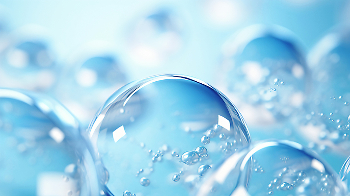 PSD 편집이미지 백그라운드 사람없음 파란색 화장품 거품 물방울 액체 수분 디지털합성 성분 보습 앰플 콜라겐 이미지편집 컬러 뷰티 단백질 파일형식