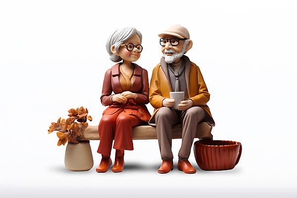 전신 PSD 편집이미지 여자 할아버지 노년 남자 할머니 인형 앉기 두명 마주보기 노부부 다정 클레이아트 노인만 이미지편집 부부 컨셉 모션 사람 성인 공예 점토 성인만 파일형식