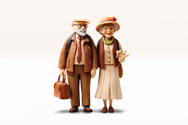 전신 PSD 편집이미지 여자 할아버지 노년 남자 할머니 인형 서기 두명 손잡기 노부부 다정 클레이아트 노인만 이미지편집 부부 컨셉 모션 사람 성인 공예 점토 성인만 파일형식