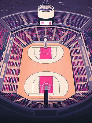 PSD 스포츠 백그라운드 일러스트 농구 사람없음 보라색 스타디움 경기장 골대 객석 국내일러스트 컬러 스포츠시설 구기 파일형식