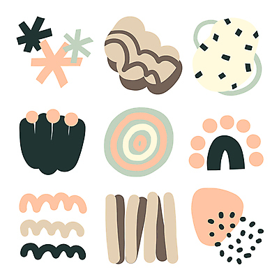 문양 분홍색 스티커 무늬 일러스트 추상 사람없음 세트 컬러풀 갈색 라벨 원형 오브젝트 심플 눈꽃무늬 엘리먼트 미니멀 국내일러스트 AI파일 도형 컬러 프레임 눈꽃 파일형식 벡터