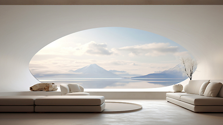 JPG 구름 편집이미지 호수 쿠션 창문 산 실내 사람없음 인테리어 소파 공간 베이지색 편집실사 AI포토 AI콘텐츠 자연요소 디자인 컬러 의자 내부 CG 파일형식