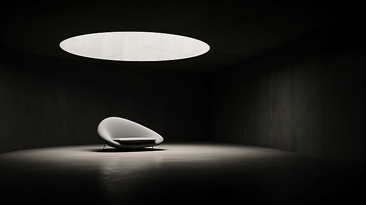 JPG 편집이미지 의자 조명 실내 사람없음 빛 인테리어 소파 검은색 어둠 공간 편집실사 AI포토 AI콘텐츠 디자인 컬러 가구 내부 CG 파일형식