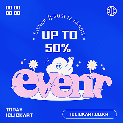 템플릿 편집 캐릭터 배너 영어 꽃 분홍색 팝업 미소 이벤트 사람없음 파란색 손들기 세일 주먹 구름모양 50% 키치 프로모션 이미지템플릿 AI파일 모양 식물 문자 컬러 컨셉 모션 표정 퍼센트 파일형식 벡터 구름_자연