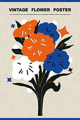 식물 꽃 포스터 일러스트 회색배경 사람없음 그래픽 빈티지 팬시 미니멀 국내일러스트 AI파일 백그라운드 컨셉 회색 파일형식 벡터