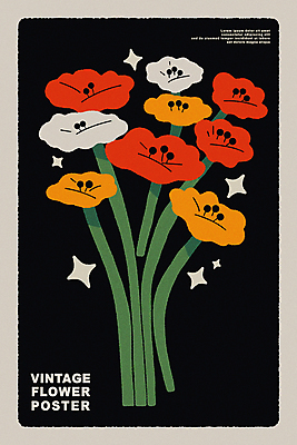 식물 꽃 포스터 일러스트 사람없음 그래픽 빈티지 팬시 미니멀 국내일러스트 AI파일 컨셉 파일형식 벡터