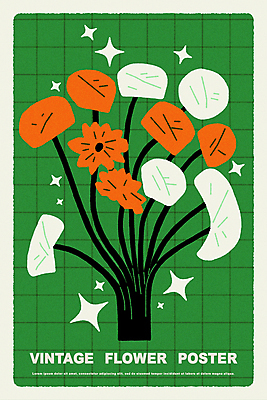 식물 꽃 포스터 일러스트 사람없음 그래픽 빈티지 팬시 미니멀 국내일러스트 AI파일 컨셉 파일형식 벡터