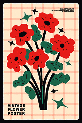 식물 꽃 포스터 일러스트 사람없음 그래픽 빈티지 팬시 미니멀 국내일러스트 AI파일 컨셉 파일형식 벡터