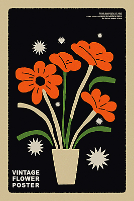 식물 꽃 포스터 화분 일러스트 사람없음 그래픽 빈티지 팬시 미니멀 국내일러스트 AI파일 컨셉 파일형식 벡터