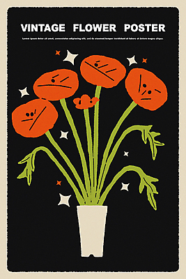 식물 꽃 포스터 화분 일러스트 사람없음 그래픽 빈티지 팬시 미니멀 국내일러스트 AI파일 컨셉 파일형식 벡터