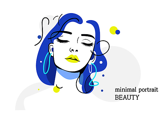 여자 얼굴 컨셉 일러스트 한명 성인 파란색 화장 뷰티 눈감음 심플 성인여자한명만 미니멀 국내일러스트 AI파일 1 컬러 모션 사람 신체부위 여자한명만 성인여자만 파일형식 벡터