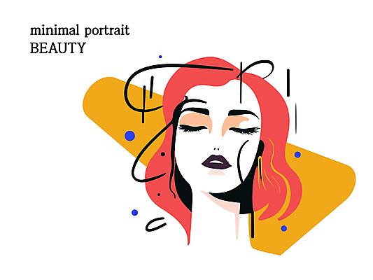 여자 얼굴 컨셉 일러스트 한명 성인 화장 뷰티 눈감음 주황색 심플 성인여자한명만 미니멀 국내일러스트 AI파일 1 컬러 모션 사람 신체부위 여자한명만 성인여자만 파일형식 벡터