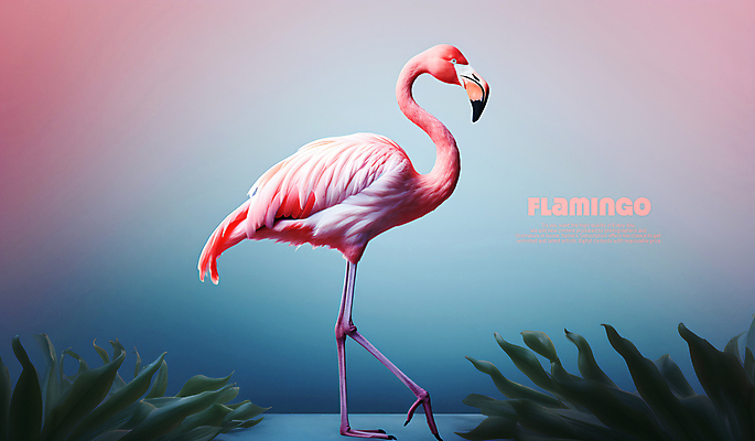 PSD 편집이미지 한마리 백그라운드 잎 조류 서기 사람없음 플라밍고 이미지편집 식물 동물 1 모션 파일형식