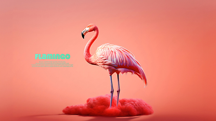 PSD 편집이미지 한마리 분홍색 백그라운드 조류 사람없음 플라밍고 이미지편집 동물 1 컬러 파일형식