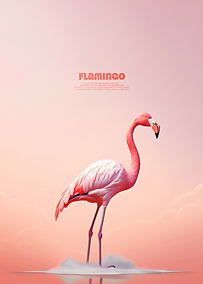 PSD 편집이미지 한마리 분홍색 백그라운드 조류 사람없음 플라밍고 이미지편집 동물 1 컬러 파일형식