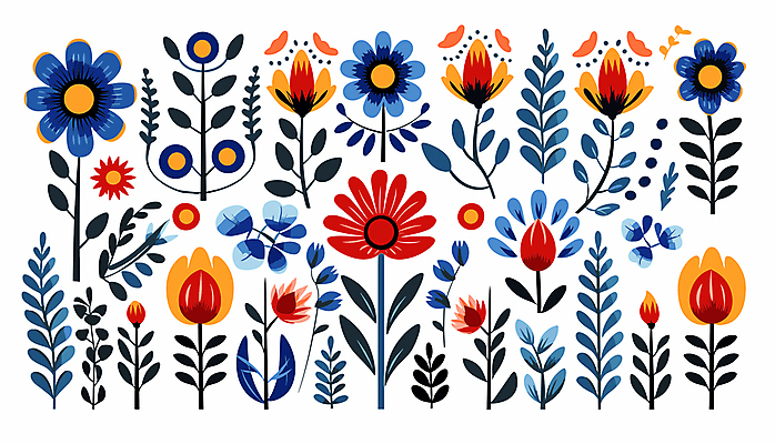 식물 꽃 줄기 잎 일러스트 사람없음 컬러풀 편집소스 국내일러스트 AI파일 컬러 파일형식 벡터